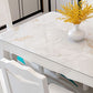 Contemporary Style Marble Dining Set with White Fixed Table and 4 Legs Base Clearhalo 'Dining Room Sets' 'Dining Tables & Seating' 'dining_room_set' 'furn' 'furn_dining_room_set' 'Furniture' 'furniture_dining_room_set' 'Kitchen & Dining Furniture' 'kitchen&dining_furn' 'kitchen' 1200x1200_ba35ee97-ff83-40e4-ab11-6e4ee8b4cf52