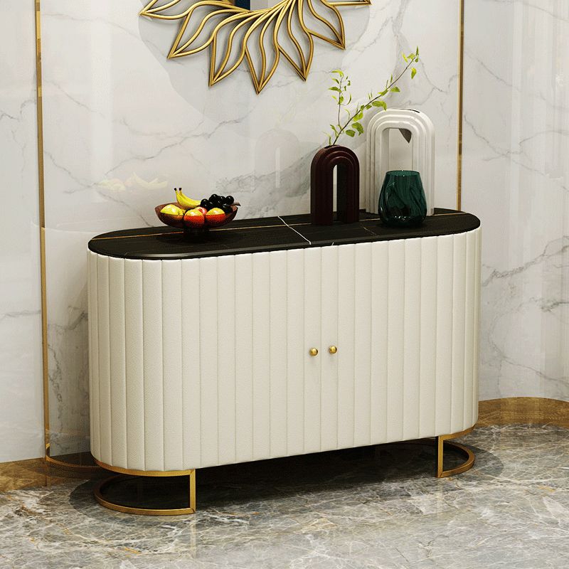 33.5"H Glam Style Credenza Stone Countertop Cabinets Dining Server for Living Room Clearhalo 'buffet_sideboard' 'Buffets & Sideboards' 'furn' 'furn_buffet_sideboard' 'Furniture' 'Kitchen & Dining Furniture' 1200x1200_ba363b13-d16b-4546-abf3-1e4d52e3f468