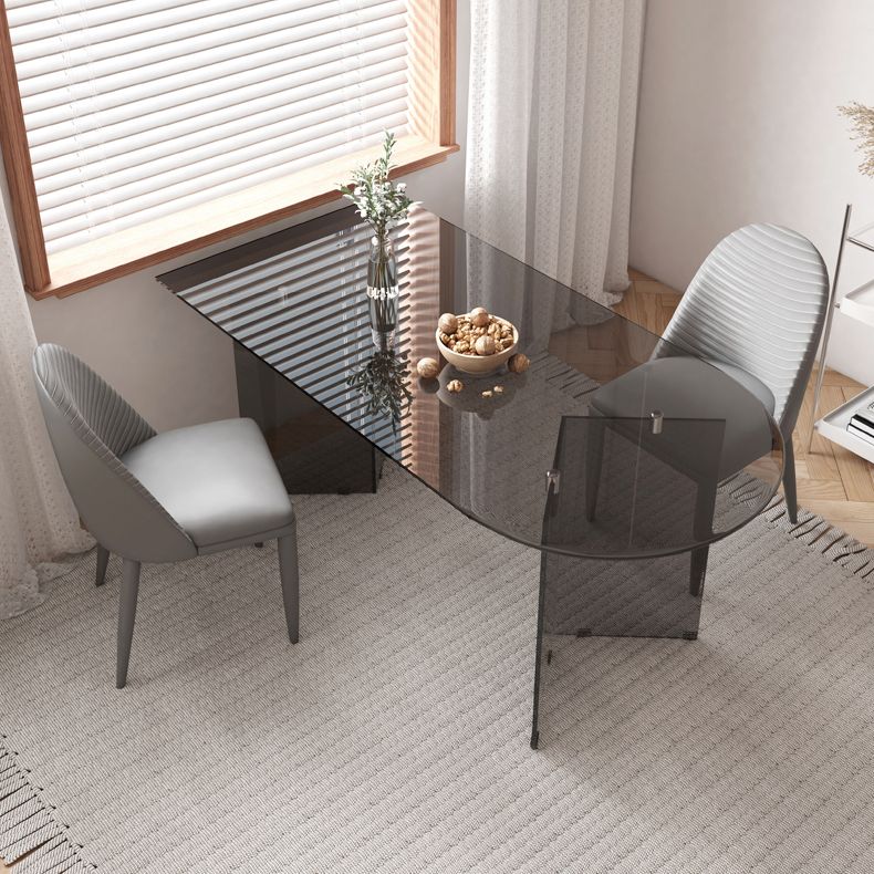 Contemporary Free Form Table Clear Glass Top Table for Dining Room Clearhalo 'Dining Tables & Seating' 'Dining Tables' 'dining_table' 'furn' 'furn_dining_table' 'Furniture' 'furniture_dining_table' 'Kitchen & Dining Furniture' 'kitchen' 'kitchen_dining_table' 1200x1200_ba36670a-a1a0-4d64-8c9e-95c7b612892b