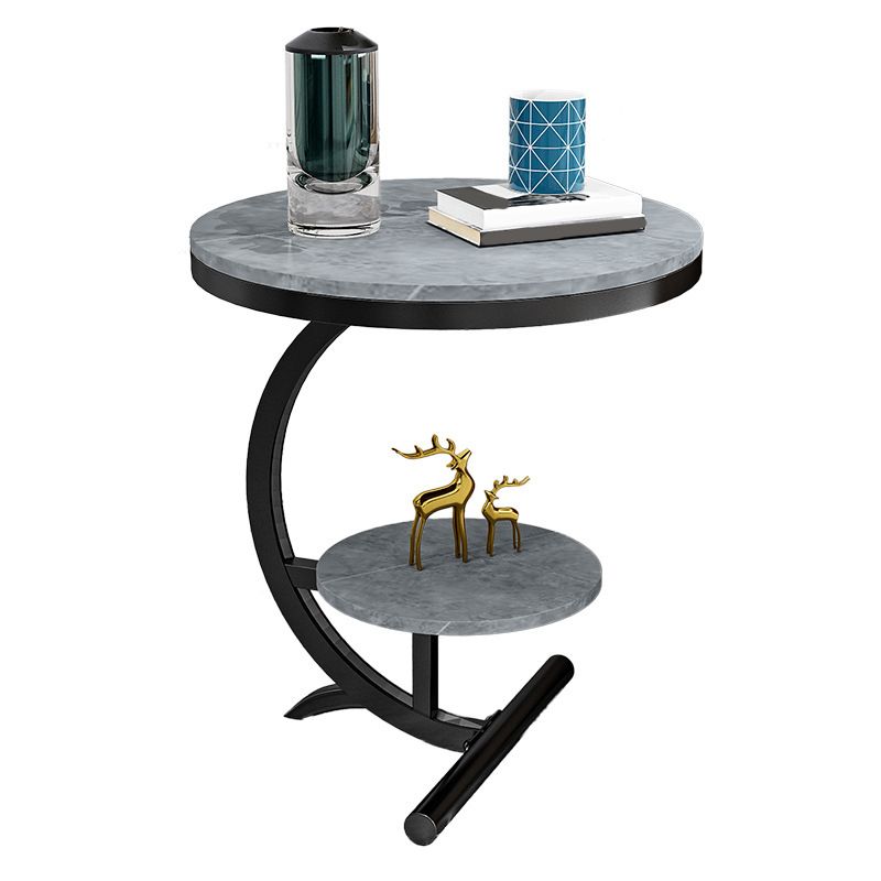 Glam Round Stone Side End Table Abstract Double Tier Sofa Side End Table Clearhalo 'Coffee & Accent Tables' 'End & Side Tables' 'end_side_tables' 'furn' 'furn_end_side_tables' 'Furniture' 'Living Room Furniture' 1200x1200_ba37d79c-80d0-4945-a25d-a9eca790c943