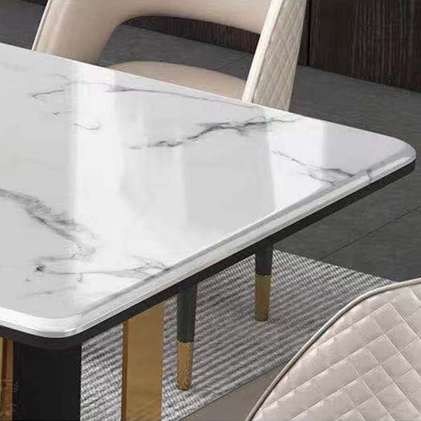 Marble Dining Table for Restaurant Luxury Rectangle Table with Gold Metal Pedestal Clearhalo ' dining_table' 'Dining Tables & Seating' 'Dining Tables' 'furn' 'furn_dining_table' 'Furniture' 'furniture_dining_table' 'Kitchen & Dining Furniture' 'kitchen&dining_furn' 'kitchen' 'kitchen_dining_table' 1200x1200_ba38cbff-69e4-4ad2-8452-7c4f0a6153a7