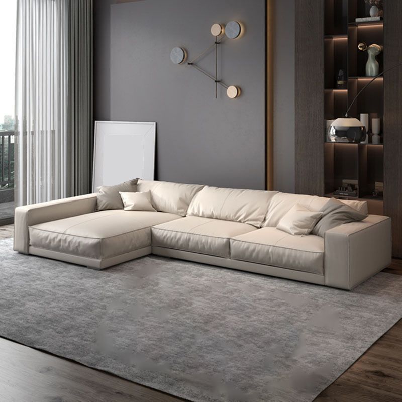 Square Arm Sectional Sofa Contemporary 3-seater Leather Sectional Clearhalo 'furn' 'furn_sectionals' 'Furniture' 'Living Room Furniture' 'Sectionals' 1200x1200_ba393050-1f49-419a-88ad-3d39e621b297