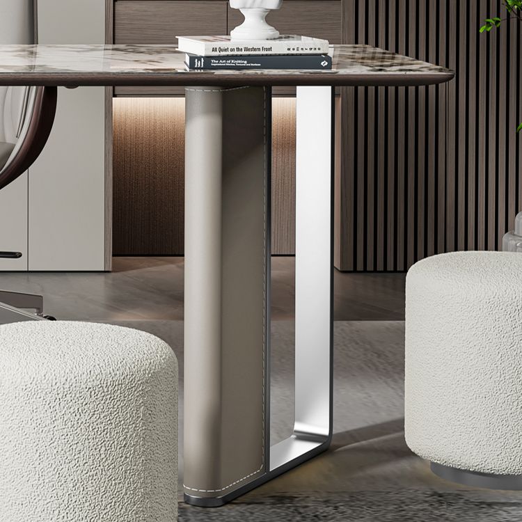 Stone Rectangular Writing Desk Modern 29.53" Tall Office Desk with Drawers Clearhalo 'furn' 'furn_office_desk' 'Furniture' 'Office Desks' 'Office Furniture' 'office_desk' 1200x1200_ba3a9037-2a9a-4923-86aa-0a63f32dee18