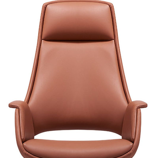 Chrome Frame No Distressing Office Chair Brown Faux Leather Managers Chair