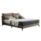 Espresso Down Panel Bed Contemporary Standard Bed with Upholstered Headboard