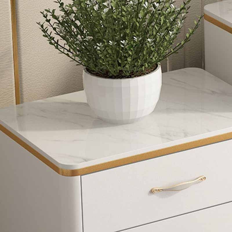 Classic glam in pietra top -costiera di stoccaggio bianco con cassetto per camera da letto