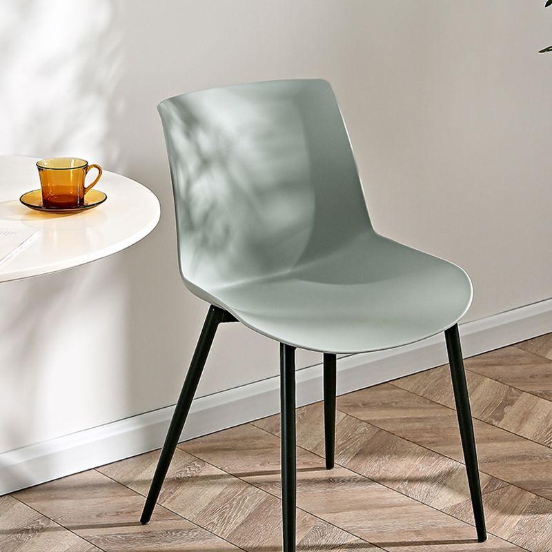 Nordic Solid Back Side Chair Plastic Indoor Arm Chair with Metal Base for Restaurant Clearhalo 'Dining Chairs' 'Dining Tables & Seating' 'dining_chair' 'furn' 'furn_dining_chair' 'Furniture' 'Kitchen & Dining Furniture' 1200x1200_ba4034a2-9d9a-4874-bc86-240f0639c215