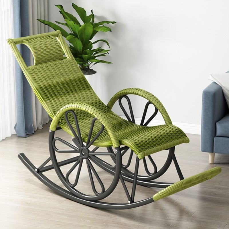 Modern Rocker Wicker Woven Rope with Pillow Recliner Chair for Living ...