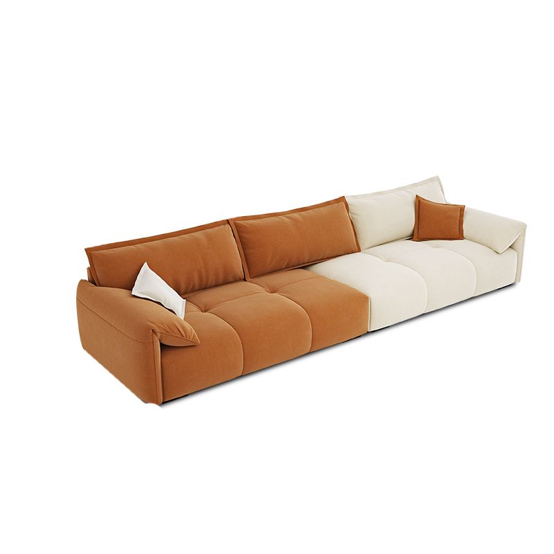 Tufted Loose Back Sofa with Chaise Nordic Pillow Top Arm Sofa in Orange and White Clearhalo 'furn' 'furn_sectionals' 'Furniture' 'Living Room Furniture' 'Sectionals' 1200x1200_ba4493c4-ade5-43f3-8ba7-d1ebc5f1dd37