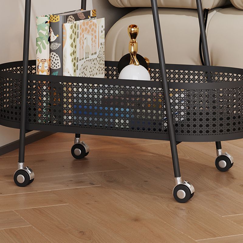 25.6" Wide Metal & Glass Side Table Elliptical Sofa Side Accent Table with Casters Clearhalo 'Coffee & Accent Tables' 'End & Side Tables' 'end_side_tables' 'furn' 'furn_end_side_tables' 'Furniture' 'Living Room Furniture' 1200x1200_ba459518-50b0-4207-ab61-f634508032e8