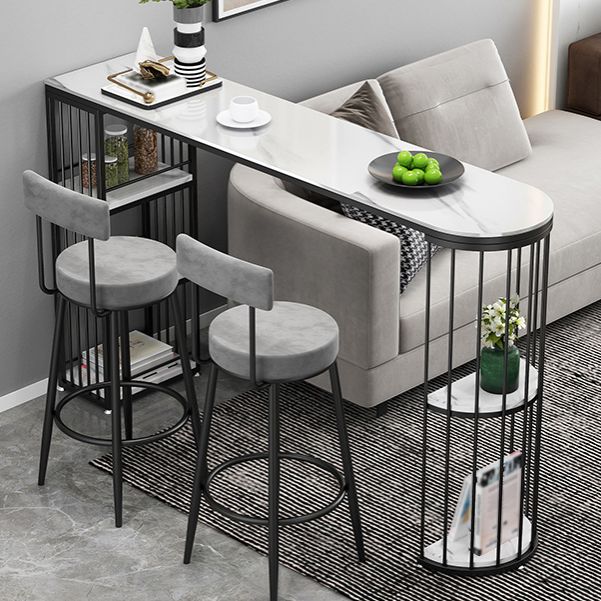 Industrial Style Iron Bar Table Faux Marble White Top 41.3"H Bistro Table Clearhalo 'Bar Furniture' 'Bar Tables' 'bar_tables' 'furn' 'furn_bar_tables' 'Furniture' 'furniture_bar_tables' 'Kitchen & Dining Furniture' 1200x1200_ba45ebff-d28b-4449-98da-0c85f7ed76d6