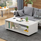 Modern Rectangle Coffee Table 15-inch Wooden Cocktail Table with Storage