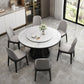 Sintered Stone Dining Table Round Dinner Table with Rubberwood Base for Dining Room Clearhalo 'Dining Tables & Seating' 'Dining Tables' 'dining_table' 'furn' 'furn_dining_table' 'Furniture' 'Kitchen & Dining Furniture' 1200x1200_ba489208-f969-481c-8624-e665c5b5b3e9