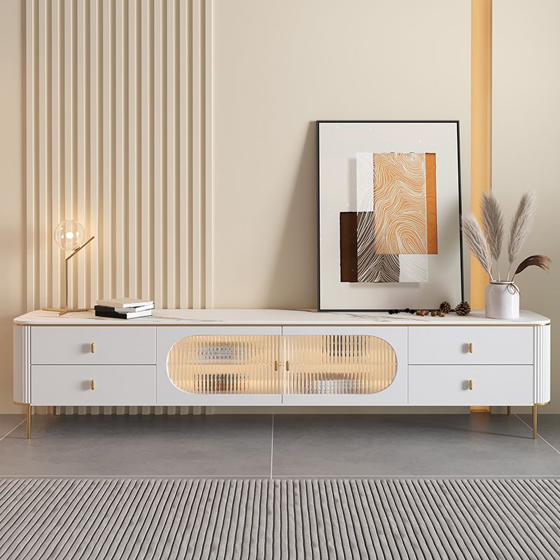 Modern TV Console Stone Media Console TV Stand with 4 Drawers Clearhalo 'furn' 'furn_tv_stands_entertainment_centers' 'Furniture' 'Living Room Furniture' 'TV Stands & Entertainment Centers' 'TV Stands & Media Storage Furniture' 'tv_stands_entertainment_centers' 1200x1200_ba49971a-c2f1-4613-a84a-2d63aa34c6ef