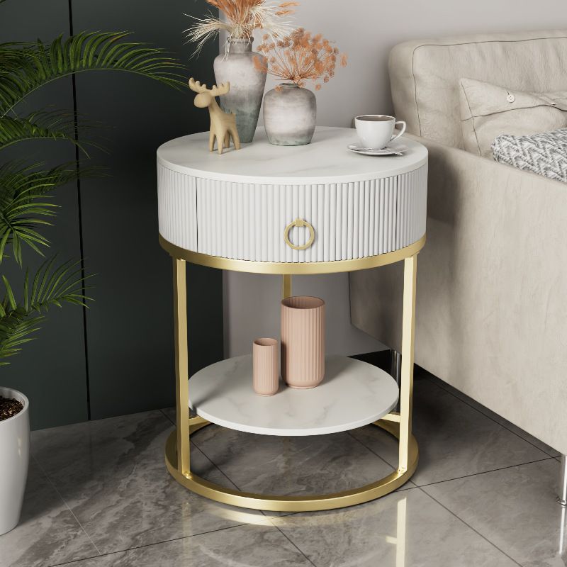 Glam Bed Nightstand Stone Accent Table Nightstand with Drawer Clearhalo 'Bedroom Furniture' 'furn' 'furn_night_stand' 'Furniture' 'night_stand' 'Nightstands' 1200x1200_ba4b6cd7-cde5-43d1-9538-ccd2ad57395e