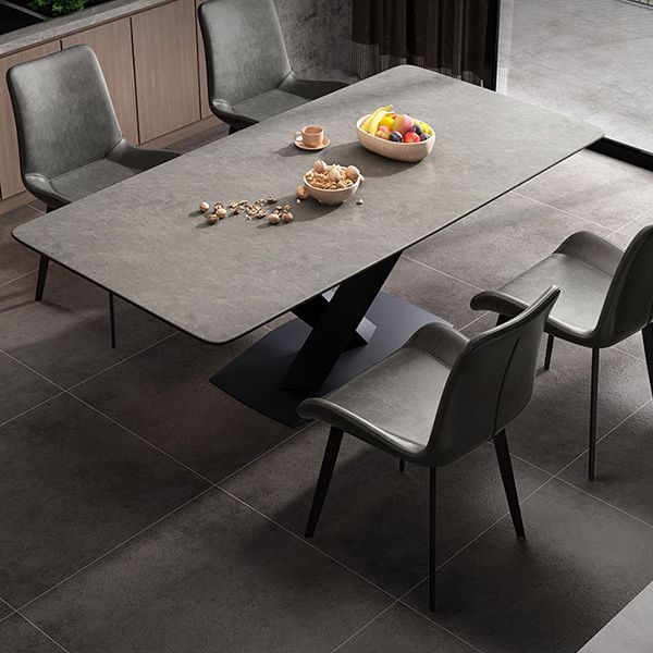 Rectangular Stone Dining Table Modern Furniture with Steel Base for Apartment Clearhalo 'Dining Tables & Seating' 'Dining Tables' 'dining_table' 'furn' 'furn_dining_table' 'Furniture' 'Kitchen & Dining Furniture' 1200x1200_ba4bea7c-153a-4b01-8b8c-c105d2ec9f20