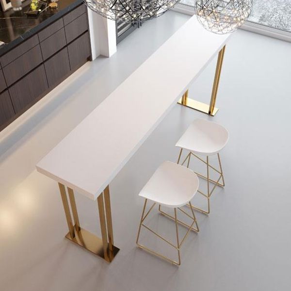 Moderno tavolo da bar in legno massiccio rettangolare set da 1/3 pezzi con sgabelli bianchi