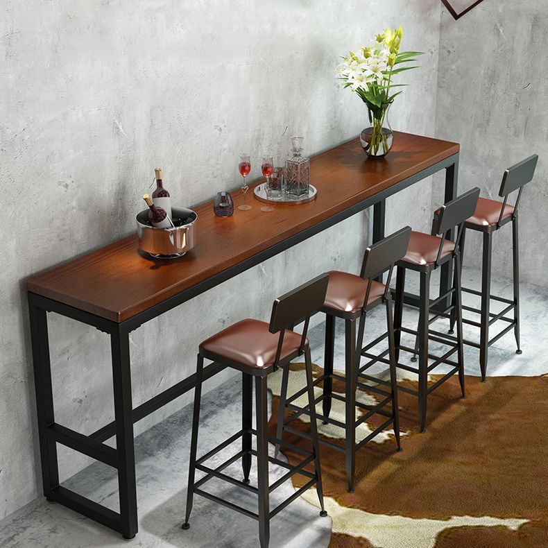 Pine Wood Bar Dining Table Industrial Bar Table with Trestle Base Clearhalo 'Bar Furniture' 'Bar Tables' 'bar_tables' 'furn' 'furn_bar_tables' 'Furniture' 'furniture_bar_tables' 'Kitchen & Dining Furniture' 1200x1200_ba4c0b02-181a-4716-9cb6-4a382ea6ee8b