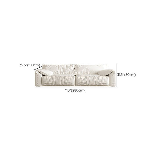 Contemporary Leather Sofa Pillow Top Arm Sofa with Cushions Back