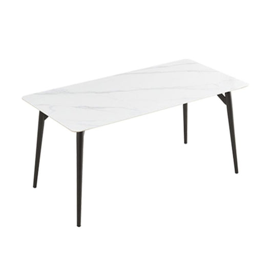Hedendaagse rechthoekige witte stenen bovenste eettafel met benen