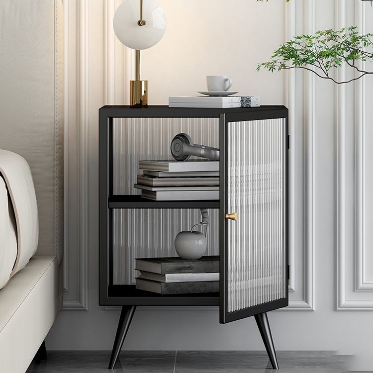 22 "H Buffet contemporain Server en verre porte métallique Metal Frame Buffet Server pour le salon