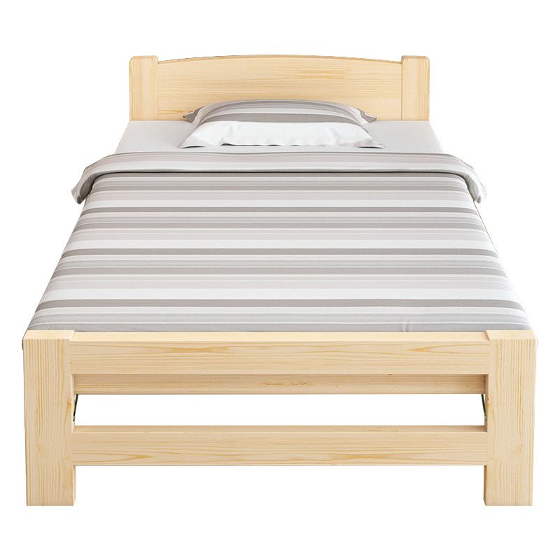 Natural Pine Wood Bed Frame Nordic 21.65" H Folding Bed with Headboard Clearhalo 'Bedroom Furniture' 'Beds' 'furn' 'furn_beds' 'Furniture' 1200x1200_ba51dfba-2b6c-4c05-91f6-dd4369cdc668