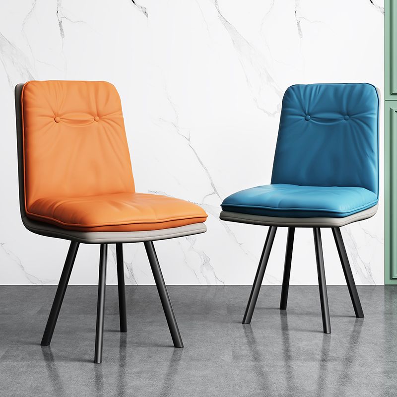 Industriële stijl zijstoel gestoffeerde zijdeetstoel met metalen basis