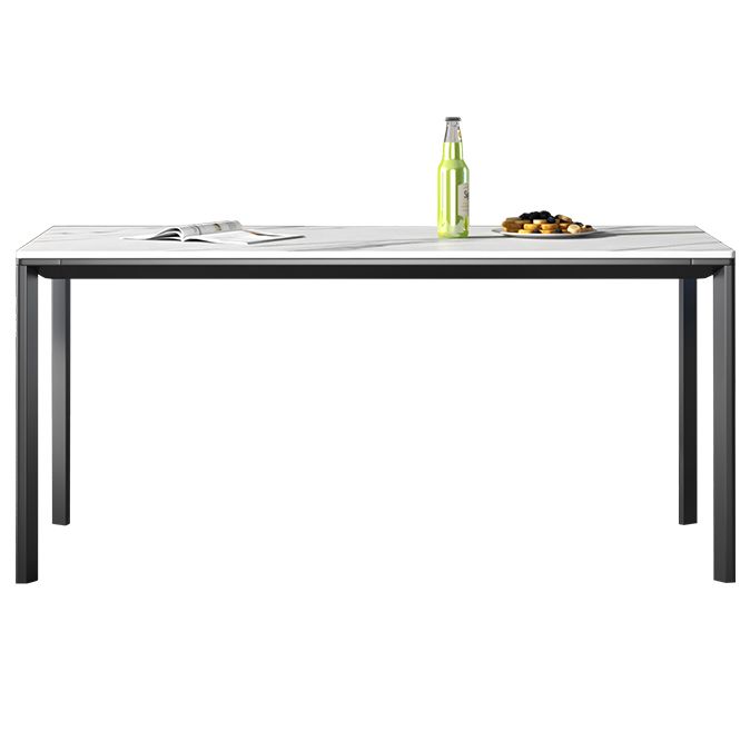 Sintered Stone Dining Table Industrial Black 4 Legs Base Rectangle Table for Home Clearhalo ' dining_table' 'Dining Tables & Seating' 'Dining Tables' 'furn' 'furn_dining_table' 'Furniture' 'furniture_dining_table' 'Kitchen & Dining Furniture' 'kitchen&dining_furn' 'kitchen' 'kitchen_dining_table' 1200x1200_ba530caa-8de7-48f6-b382-f12ba1e9ce1d