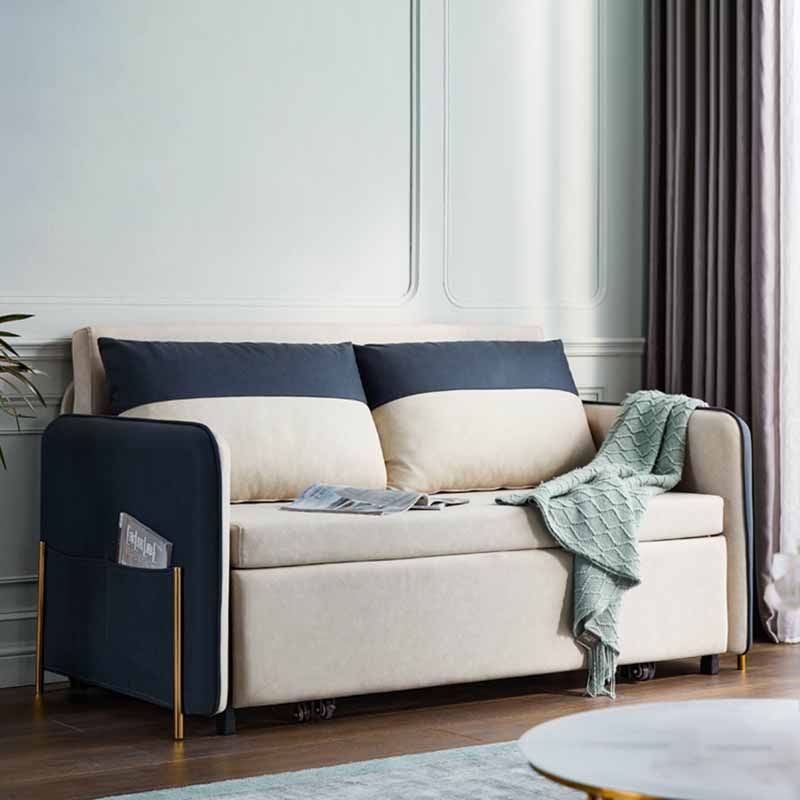 Faux Leather Sofa Bed Contemporary Sofa with Pillows for Bonus Room