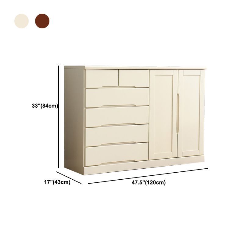 Coffre de rangement de chevet en bois massif moderne avec tiroirs et portes