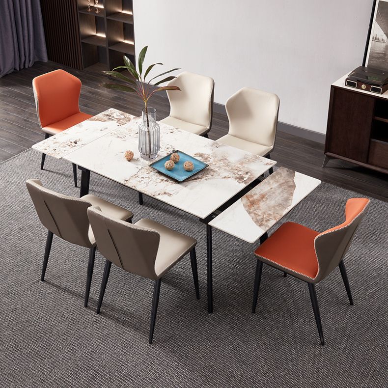 4-foot Stone Dining Site Table Modern Style Drop-Leaf Dining Table for Dining Room Clearhalo 'Dining Tables & Seating' 'Dining Tables' 'dining_table' 'furn' 'furn_dining_table' 'Furniture' 'furniture_dining_table' 'Kitchen & Dining Furniture' 'kitchen' 'kitchen_dining_table' 1200x1200_ba59589a-a263-4ff5-9541-8e96b70d2deb