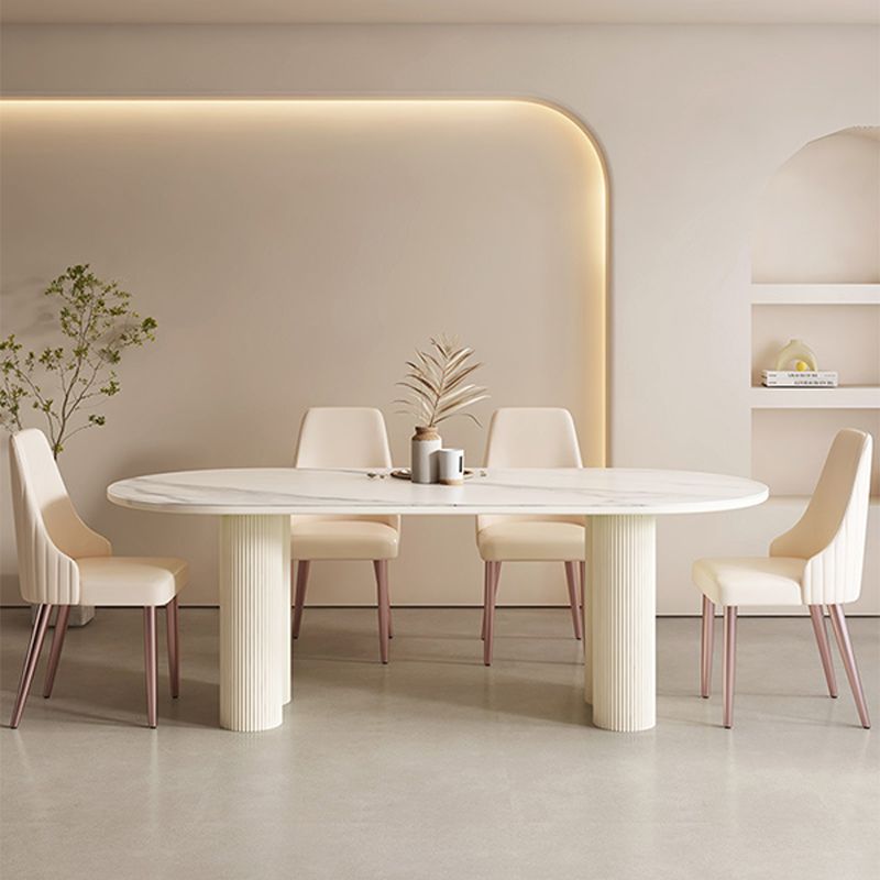 Contemporary Sintered Stone Dining Table Oval Dinner Room Table Clearhalo 'Dining Tables & Seating' 'Dining Tables' 'dining_table' 'furn' 'furn_dining_table' 'Furniture' 'Kitchen & Dining Furniture' 1200x1200_ba597390-4284-42bb-8d30-06dd84eb9aa1