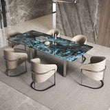 1/4/7 Pieces Stone Top Rectangle Metal Base Dining Set for Home