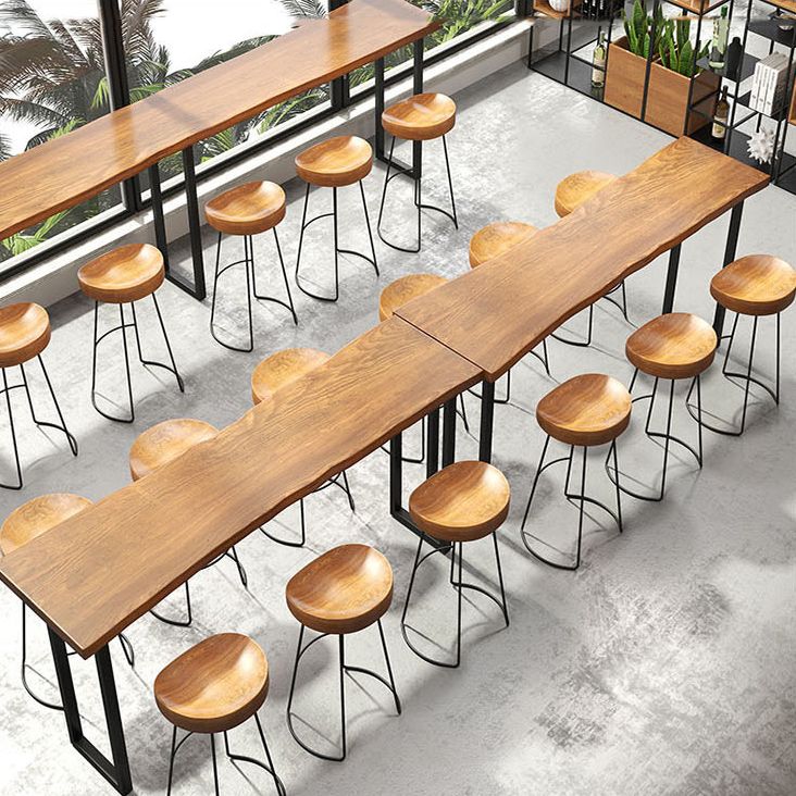 Industrial Rectangle Bar Table Set 1/6 Pieces Solid Wood Fixed Counter Table Clearhalo 'Bar Furniture' 'furn' 'furn_home_bar_bar_sets' 'Furniture' 'Home Bars & Bar Sets' 'home_bar_bar_sets' 'Kitchen & Dining Furniture' 1200x1200_ba5c14eb-3262-44da-b3b3-474a1b08b804