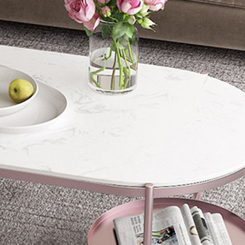 Contemporary Elliptical Glass & Slate Coffee Cocktail Table with Storage Shelf Clearhalo 'Coffee & Accent Tables' 'Coffee Tables' 'coffee_tables' 'furn' 'furn_coffee_tables' 'Furniture' 'Living Room Furniture' 1200x1200_ba5eaf71-15d3-40ef-a13e-1cdc3029ce3a