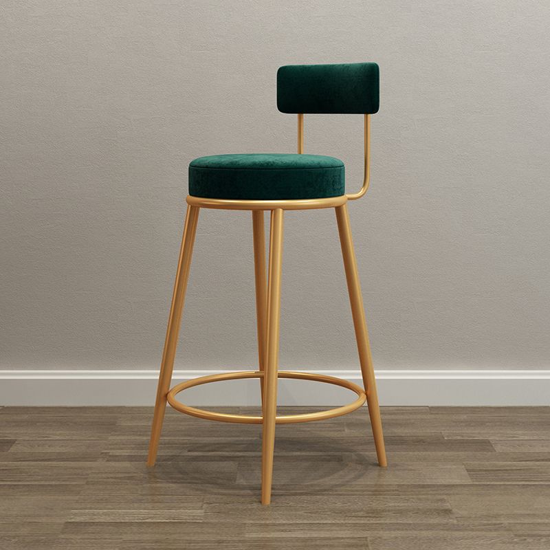 Glam Round Footrest Bar Stool Velvet Low Back Indoor Counter Chair with Gold Legs Clearhalo 'Bar Furniture' 'Bar Stools' 'bar_stools' 'furn' 'furn_bar_stools' 'furniture_bar_stools' 'Kitchen & Dining Furniture' 'kitchen&dining_furn' 'kitchen' 'kitchen_furn' Furniture' 1200x1200_ba5efe40-62b3-42e0-b76d-9f3fe5f5080d