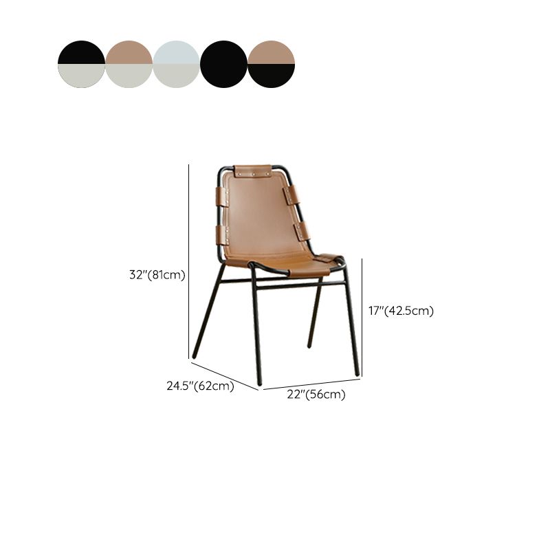 Silla lateral de estilo moderno silla de comedor de base de metal de cuero para casa