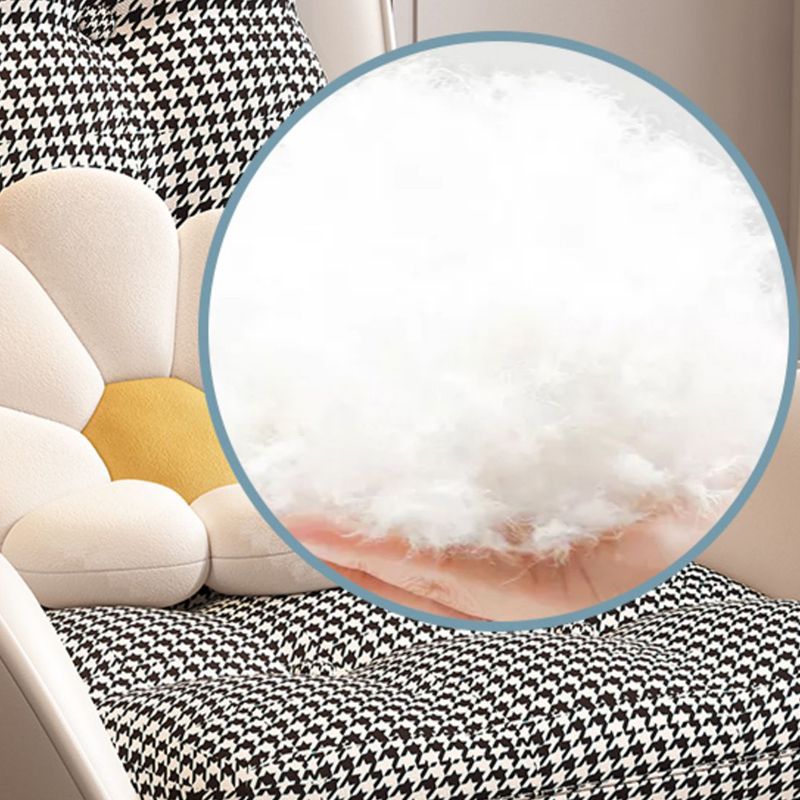 Contemporary Rocking Chair Fabric Upholstered Tufted Wing Chair Back Indoor Rocking Chair