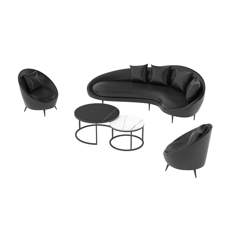 Contemporary Faux Leather Sloped Arm Sofa in Black For Living Room Clearhalo 'furn' 'furn_sofas' 'Furniture' 'Living Room Furniture' 'Sofa' 'sofas' 1200x1200_ba61acce-50cc-4add-8865-b3b2b0dda359