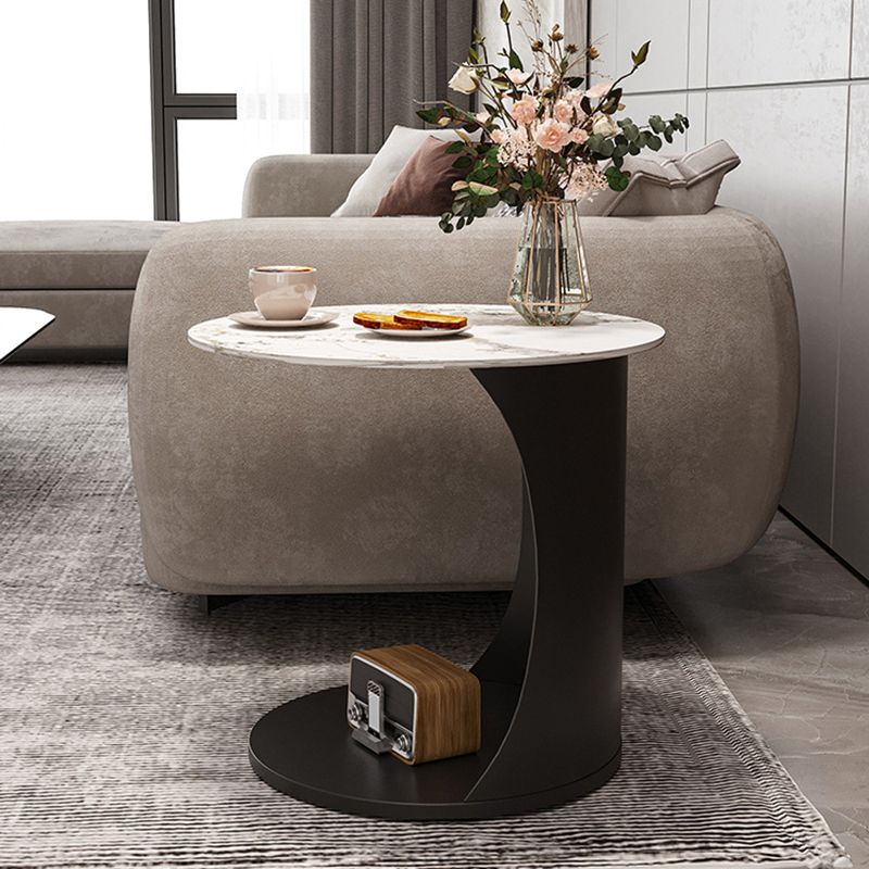 Contemporary Round Double Tier End Table Slate Top Side End Table Clearhalo 'Coffee & Accent Tables' 'End & Side Tables' 'end_side_tables' 'furn' 'furn_end_side_tables' 'Furniture' 'Living Room Furniture' 1200x1200_ba62c034-6c3d-47c4-9402-faee117c8e90