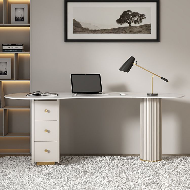Contemporary Marble Curved Office Desk with Drawers Writing Desk for Office Clearhalo 'furn' 'furn_office_desk' 'Furniture' 'Office Desks' 'Office Furniture' 'office_desk' 1200x1200_ba63389e-8a45-4561-82d6-76c8e385f341