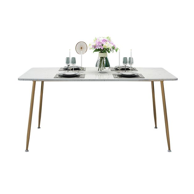 Scandinavian Faux Marble Top Dining Room Set with Rectangle Table and 4 Legs Base Dining Set Clearhalo 'Dining Room Sets' 'Dining Tables & Seating' 'dining_room_set' 'furn' 'furn_dining_room_set' 'Furniture' 'furniture_dining_room_set' 'Kitchen & Dining Furniture' 'kitchen&dining_furn' 'kitchen' 1200x1200_ba63e4b9-a555-4ba3-9360-c0fb01415e63