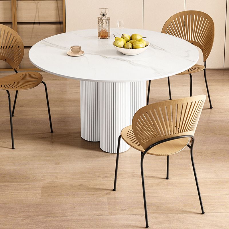 Round Standard Height Dining Table Modern White Wood Dining Site Table Clearhalo 'Dining Tables & Seating' 'Dining Tables' 'dining_table' 'furn' 'furn_dining_table' 'Furniture' 'furniture_dining_table' 'Kitchen & Dining Furniture' 'kitchen' 'kitchen_dining_table' 1200x1200_ba643c06-3dc7-4c2c-8870-3778e99a70a4