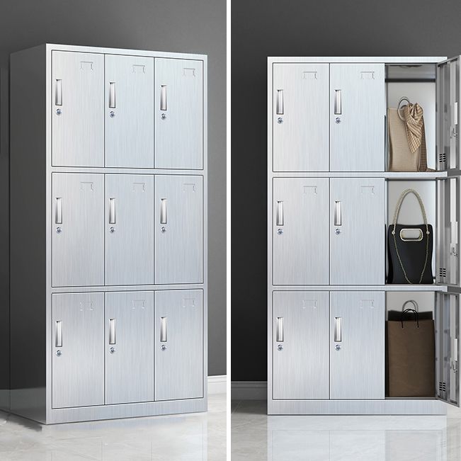 Modern Chrome Storage Cabinet for Bathroom Metal Cabinet with Hinged Doors Clearhalo 'Armoires & Wardrobes' 'armoires_wardrobes' 'Bedroom Furniture' 'furn' 'furn_armoires_wardrobes' 'Furniture' 1200x1200_ba661f40-e0a9-4e85-a6b2-cc3e65301a93