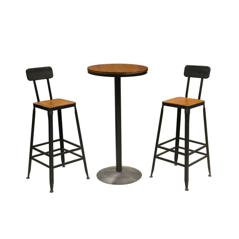 Industrial Circular Solid Wood Bar Table Set 1/2/3/5 Pieces Counter Table with High Stools Clearhalo 'Bar Furniture' 'furn' 'furn_home_bar_bar_sets' 'Furniture' 'Home Bars & Bar Sets' 'home_bar_bar_sets' 'Kitchen & Dining Furniture' 1200x1200_ba67354d-4c7d-411c-8eae-7a50332056b4