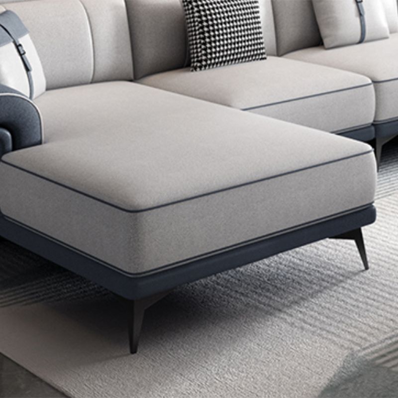 Faux Leather 4-Seater Sectional with Flared Arms and Storage for Living Room Clearhalo 'furn' 'furn_sectionals' 'Furniture' 'Living Room Furniture' 'Sectionals' 1200x1200_ba67e51e-21cf-4a07-9e87-6978b24569e8