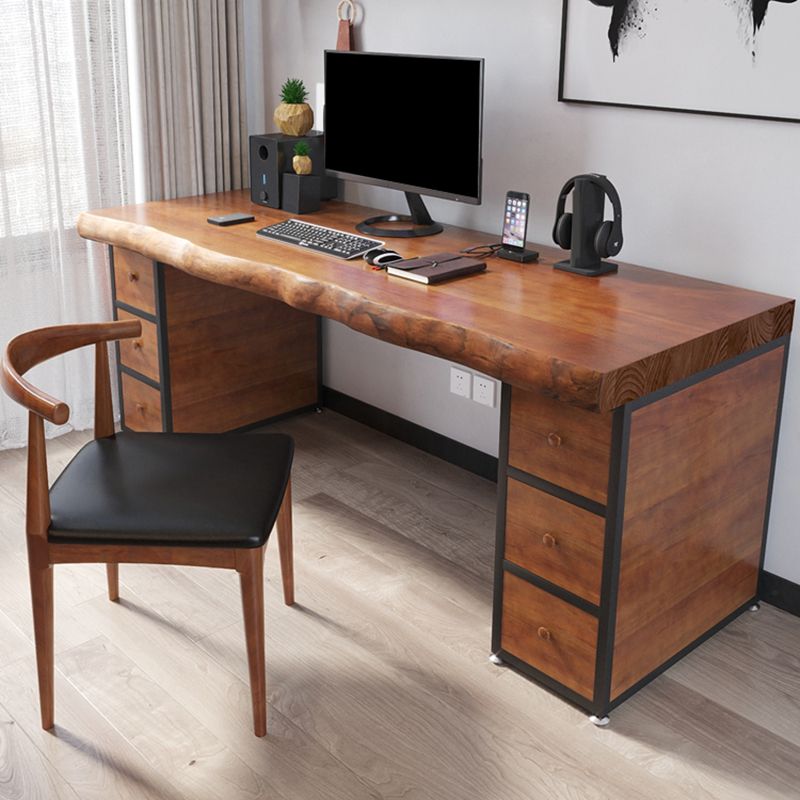 Industrial Wood Computer Desk Rectangular Office Desk with Drawer Clearhalo 'furn' 'furn_office_desk' 'Furniture' 'Office Desks' 'Office Furniture' 'office_desk' 1200x1200_ba689b60-aeb5-4176-b2e5-87ab0d7edb2f