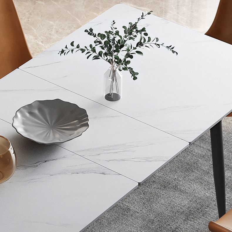 31.5''W Industrial Extendable Rectangle Table Sintered Stone Dining Table for Kitchen Clearhalo ' dining_table' 'Dining Tables & Seating' 'Dining Tables' 'furn' 'furn_dining_table' 'Furniture' 'furniture_dining_table' 'Kitchen & Dining Furniture' 'kitchen&dining_furn' 'kitchen' 'kitchen_dining_table' 1200x1200_ba6969c0-02e5-481c-8127-cdb06ec33bbe