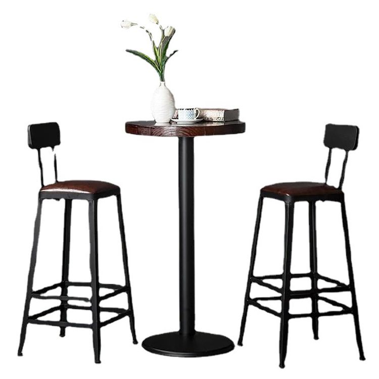 Industrial Brown Leather Bar Stools Square Stool with Metal Base Clearhalo 'Bar Furniture' 'Bar Stools' 'bar_stools' 'furniture_bar_stools' 'Kitchen & Dining Furniture' 'kitchen&dining_furn' 'kitchen' 'kitchen_furn' Furniture' 1200x1200_ba6f5842-51ba-4ffb-974a-1f5f7e7e11a4
