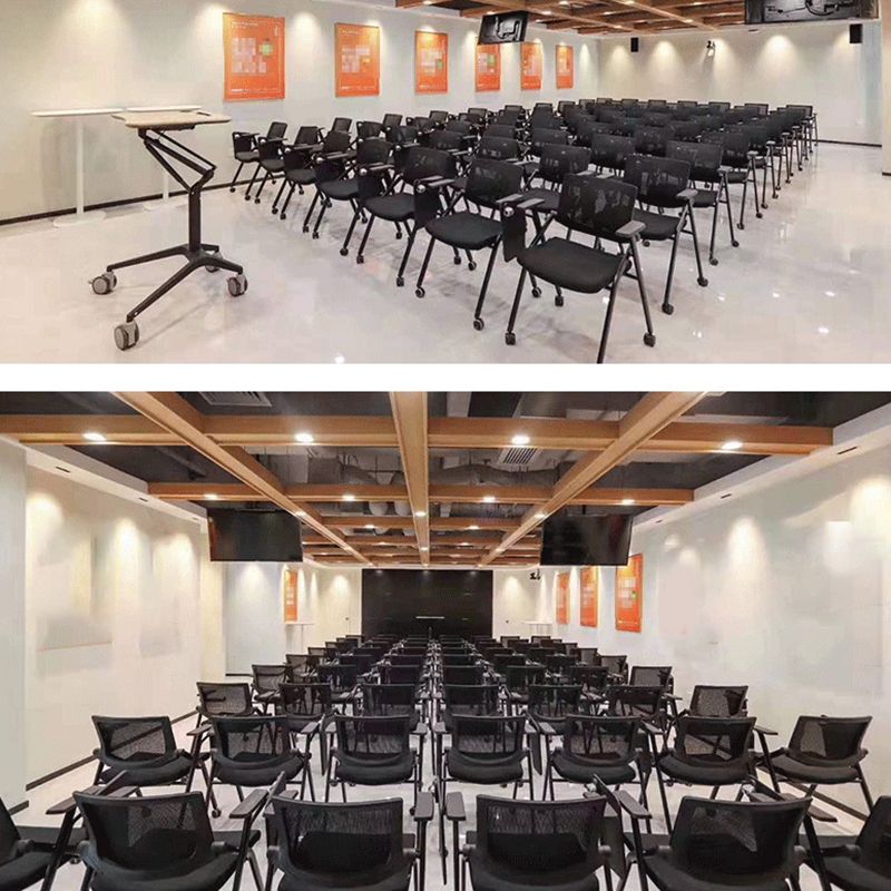 Moderner Konferenzstuhl mit ergonomischer Office -Stuhl mit mittlerer Rücken mit Black Metall -Rahmen